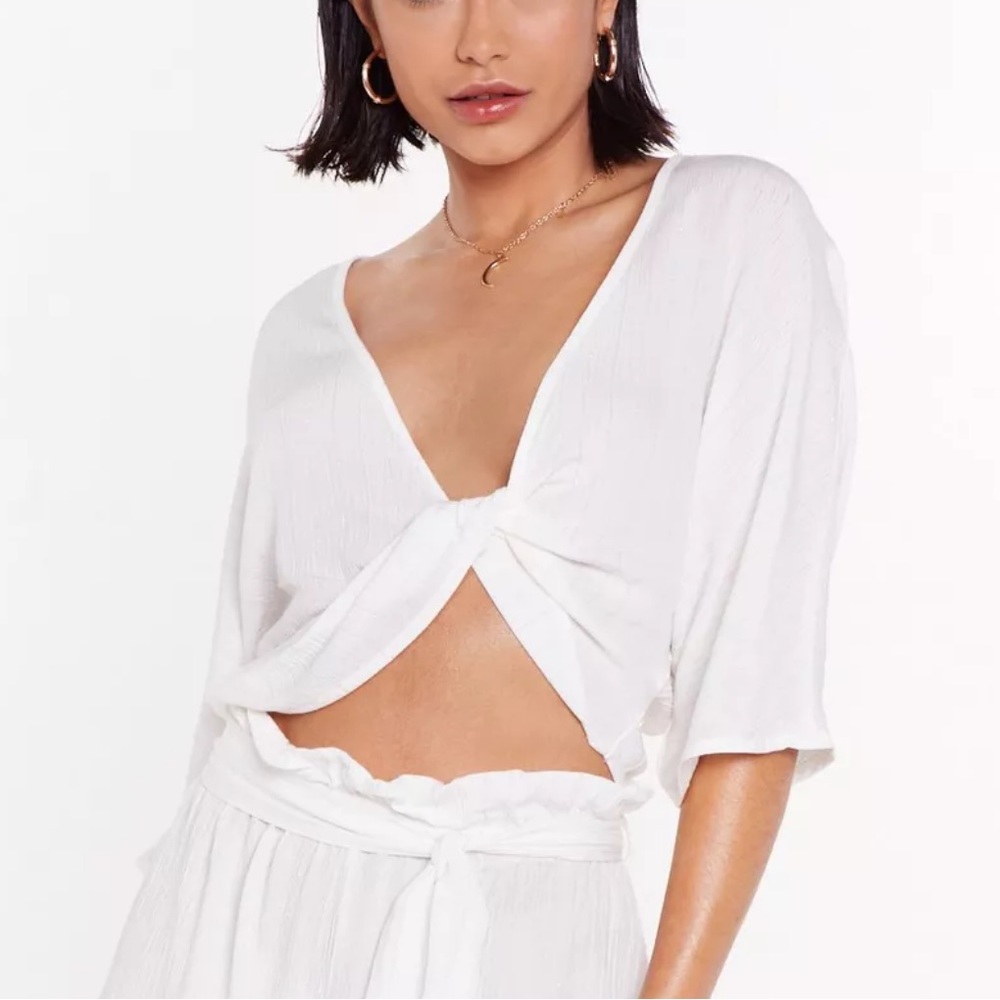 The Twist Crinkle Striped Cover-Up Top